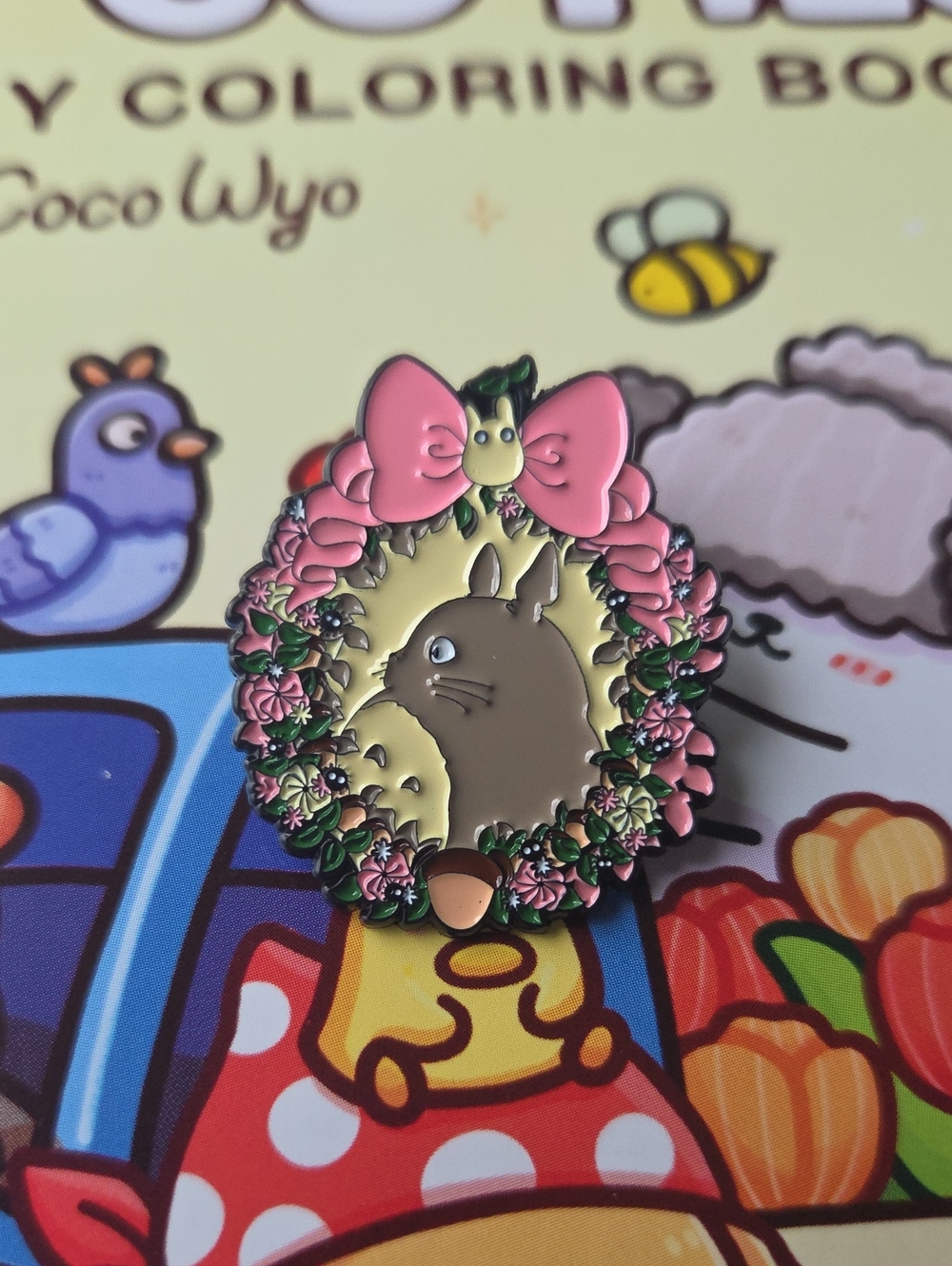 Pink Floral Bunny Enamel Pin – Cute Small Pets Accessory
